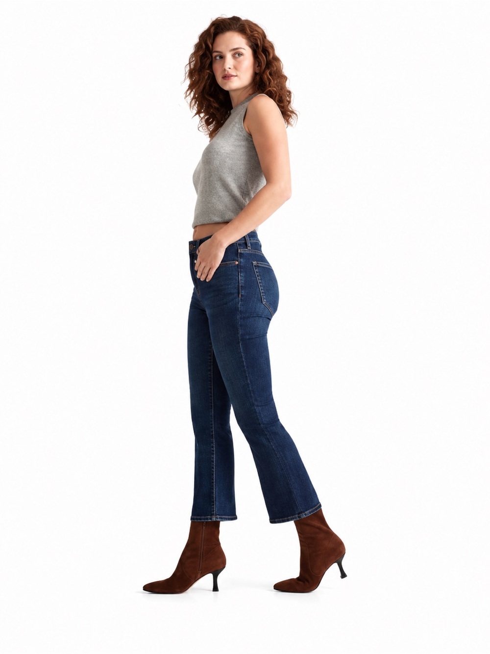 Madewell Curvy Cali Demi-Boot Jeans 0723 Dark Indigo High Rise AJ182 31 women